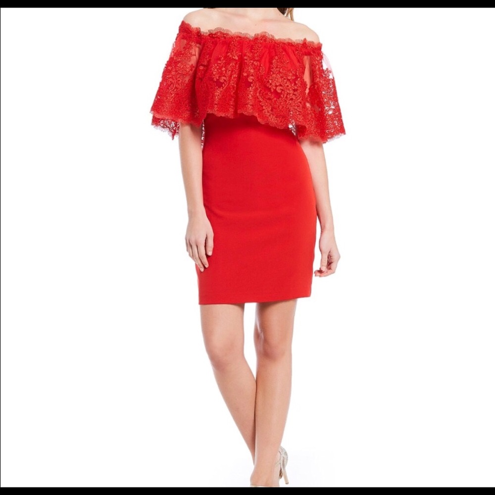 Belle Badgley Mischka off shoulder dress